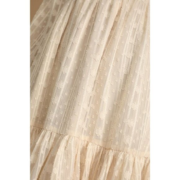 Lulus Only You And I Dress XS Cream Strappy Open Tie Back Metallic Boho Wedding - Picture 5 of 5